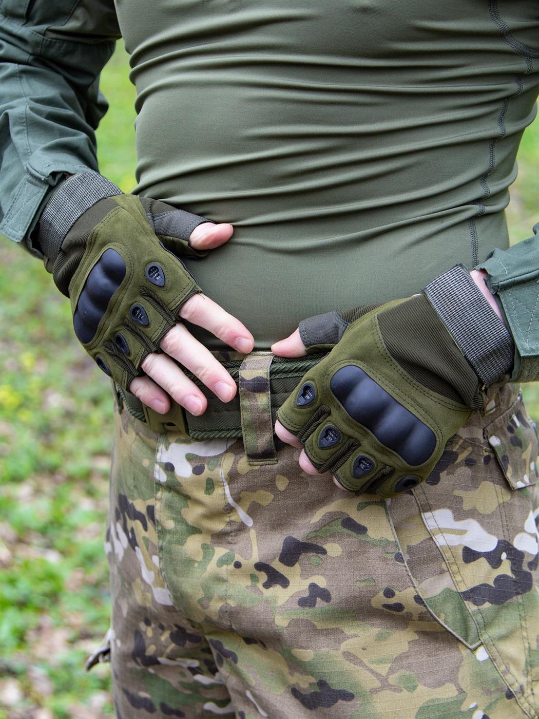 Перчатки КМФ78 тактические без пальцев олива -  за 990 руб. в .