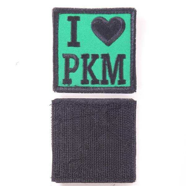 Шеврон KE Tactical I Love PKM квадрат 6 см зеленый/черный - фото 12881