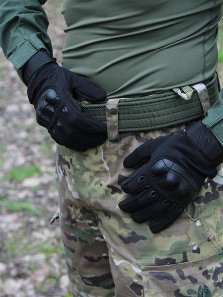 Перчатки КМФ78 тактические Х-форма с защитой костяшек черные - фото 13656