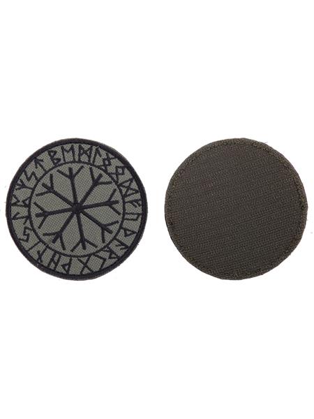 Шеврон Рунический круг Футарк круглый 8 см олива/черный - фото 15829
