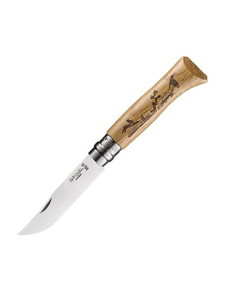 Нож Opinel №8, нержавеющая сталь, рукоять дуб, гравировка заяц - фото 17279