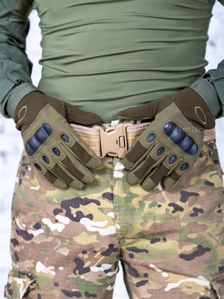 Перчатки КМФ78 тактические О-форма с защитой костяшек олива - фото 25760