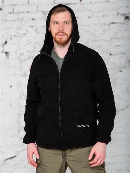 Куртка КМФ78 флисовая с капюшоном черная - фото 26417