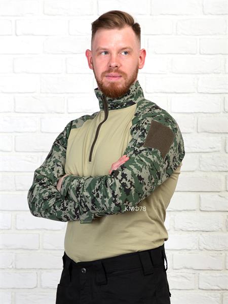 Рубашка К-Спец тактическая боевая с длинным рукавом тиси зеленый пиксель - фото 27355