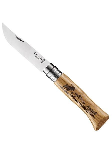 Нож Opinel №8 Alpine adventures, нержавеющая сталь, рукоять дуб, гравировка лось 002627 - фото 37375