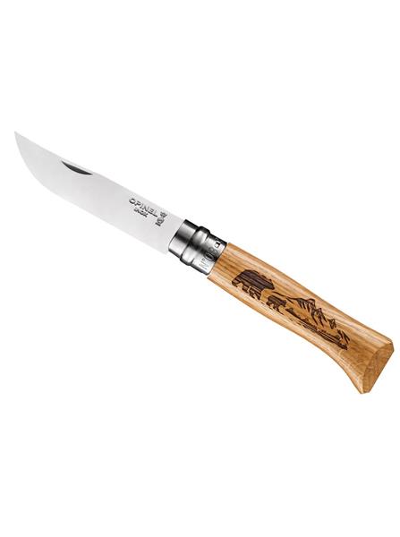 Нож Opinel №8 Alpine adventures, нержавеющая сталь, рукоять дуб, гравировка медведь 002628 - фото 37378