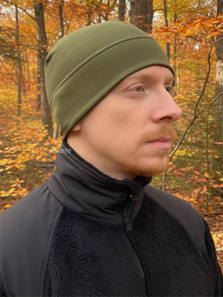 Шапка Mil-Tec ELASTIC Fleece утепленная эластичная флисовая плоский шов олива 12137001