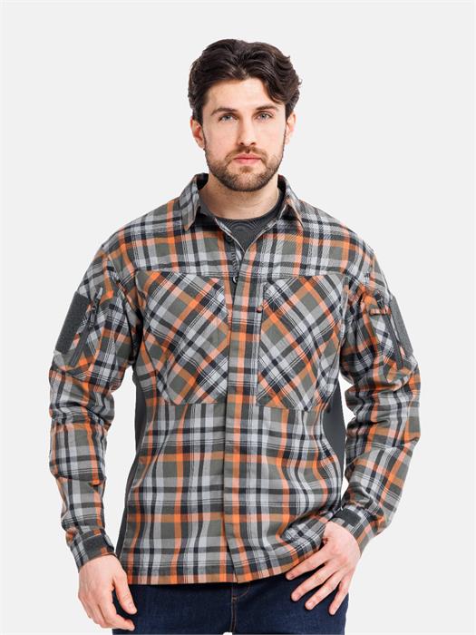 Рубашка APEX Mont Blanc тактическая клетчатая серая/оранжевая SR-0003-38