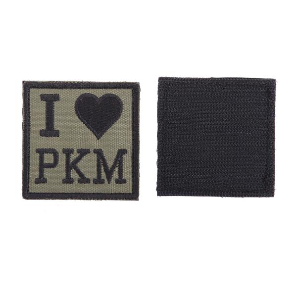 Шеврон KE Tactical I Love PKM квадрат 6 см олива/черный - фото 9938