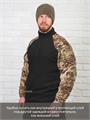 Рубашка КМФ78 тактическая флисовая черная рукав мультикам ФЛрубТ/чрн-mlt